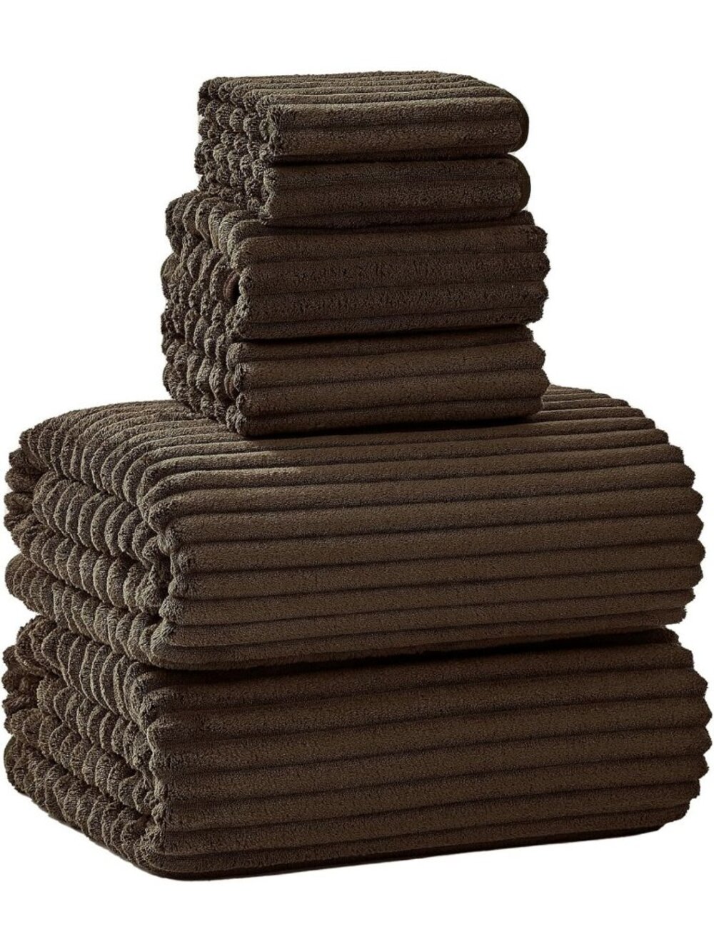 Oversized 6-Piece Bath Towel Set, Soft 40"x80" Luxury Bath Sheets, Brown